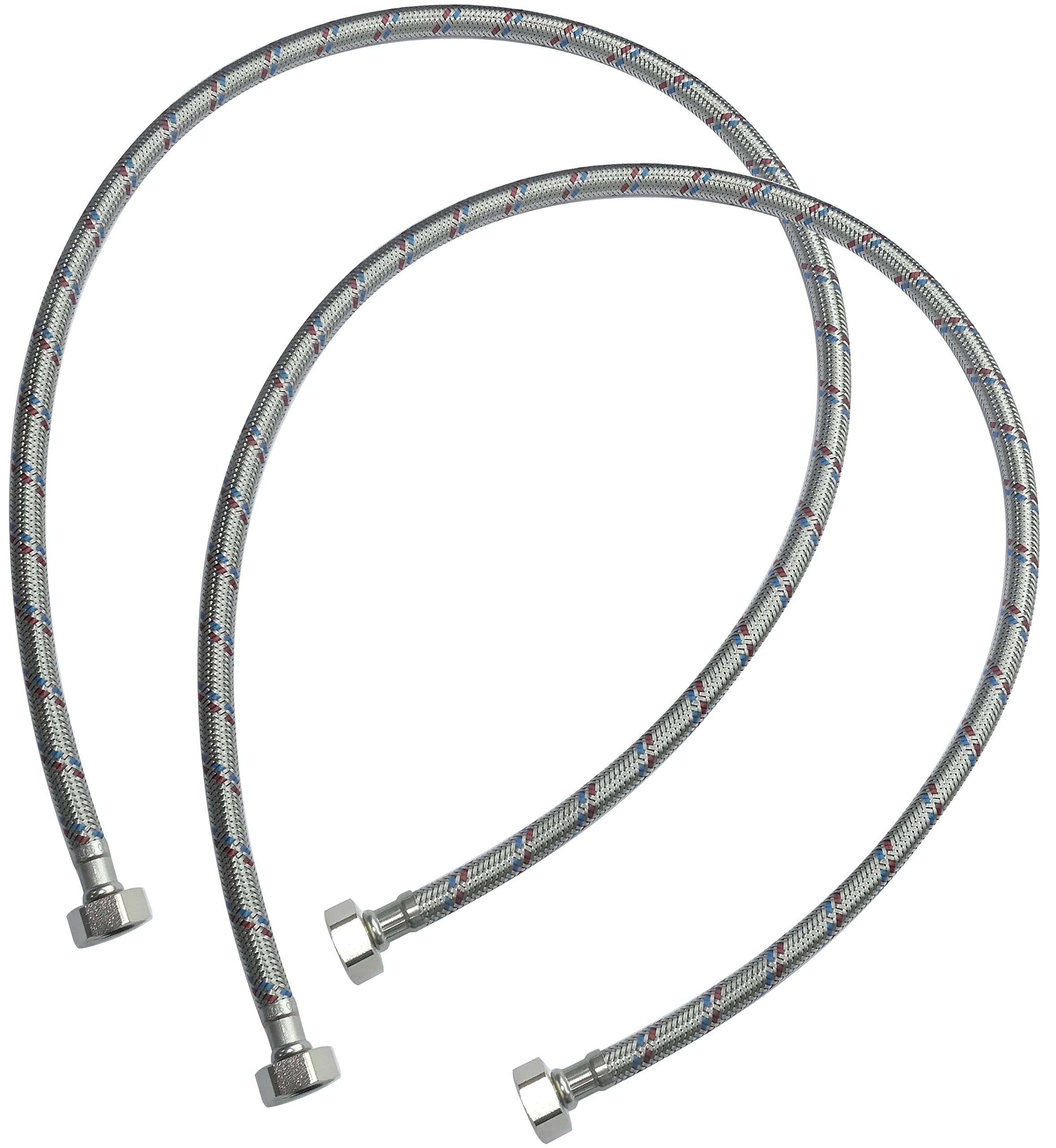 AERZETIX - Set di 2 - Tubo flessibile di collegamento - 1000mm - 1/2" femmina/femmina - rubinetto miscelatore sanitario idraulica cucina bagno - C50986