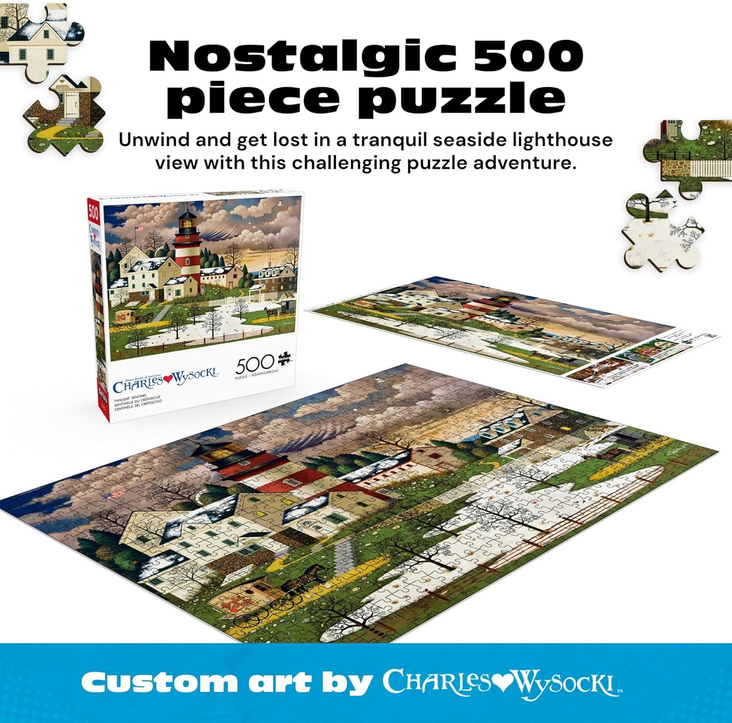 Buffalo Games – Charles Wysocki Twilight Sentinel 500 Piece Jigsaw Puzzle for Adults with Full-Color Reference Poster