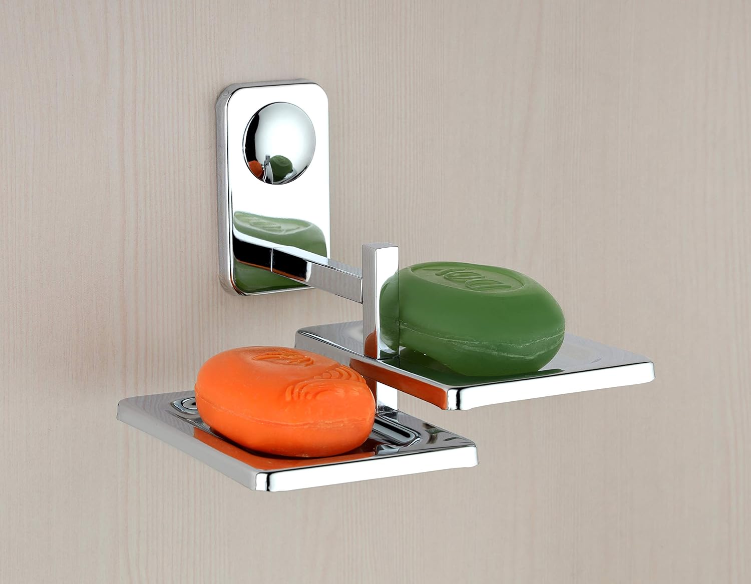 Lion Lender Square Shape Wall Mountable Double Stand Soap Holder,Soap