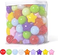 Vista 19 de Pelotas de Corral de Bolas Realhaha 50 100 200 500, Formas de Estrella para Bebés Niños Parque Infantil Bolas de Plástico para Bebés Piscina