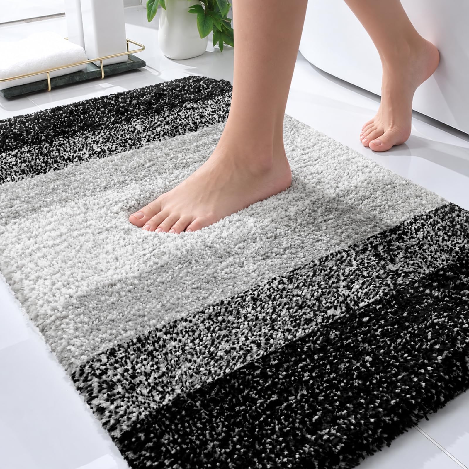 OLANLY Small Bathroom Rugs 24x16, Extra Soft Absorbent Microfiber Bath Rugs