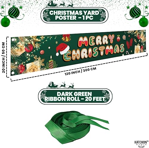 Miniatura 2 de KatchOn Cartel de Feliz Navidad para patio, grande, 120 x 20 pulgadas, decoración de Navidad al aire libre, perfecto para fiestas