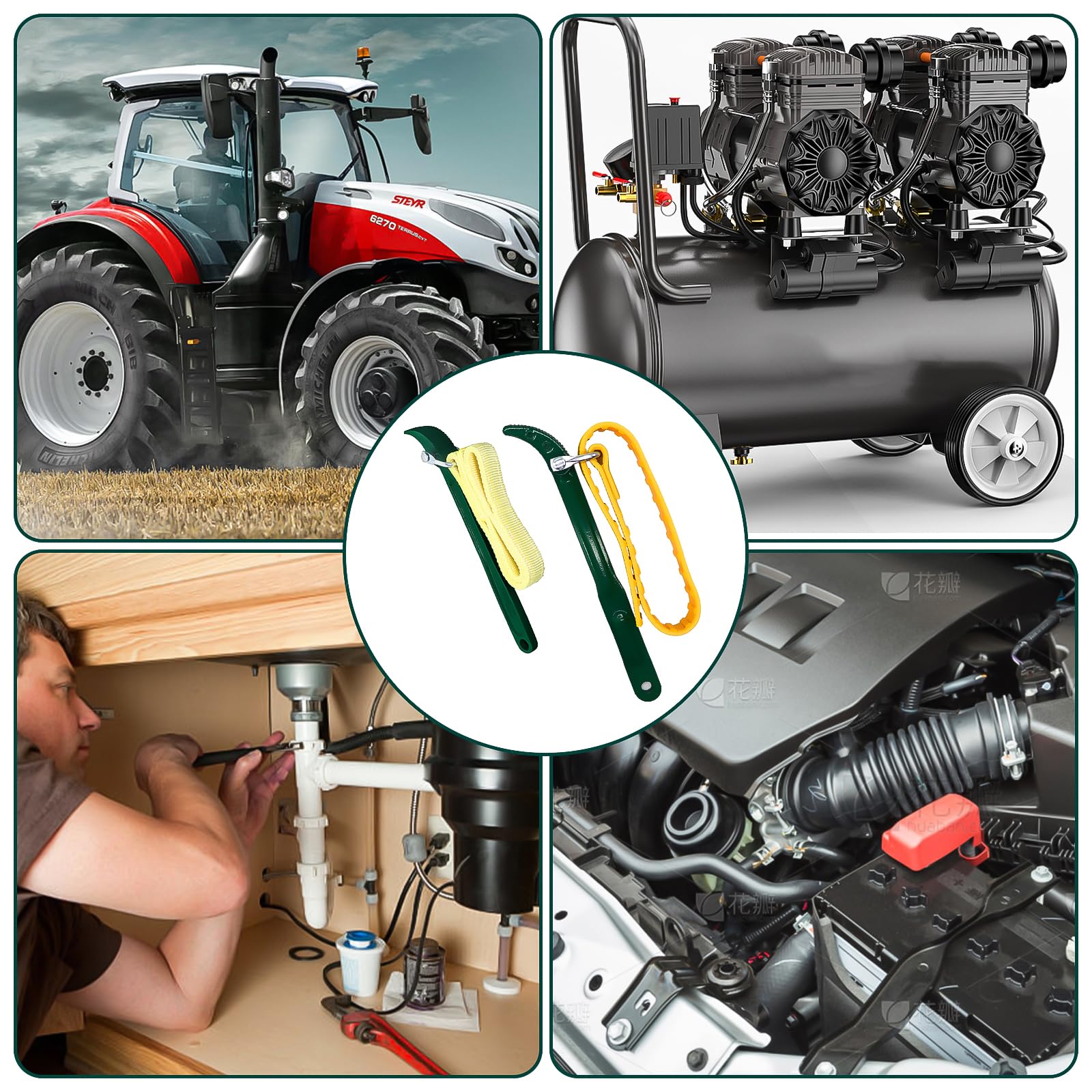 2 Pezzi Chiave a Nastro per Filtro Olio, Regolabile Chiave a Cinghia in Gomma, Chiave per Filtro Dell'olio per Riparazioni Automobilistiche, Marine e Idrauliche (9 Pollici/ 12 Pollici)