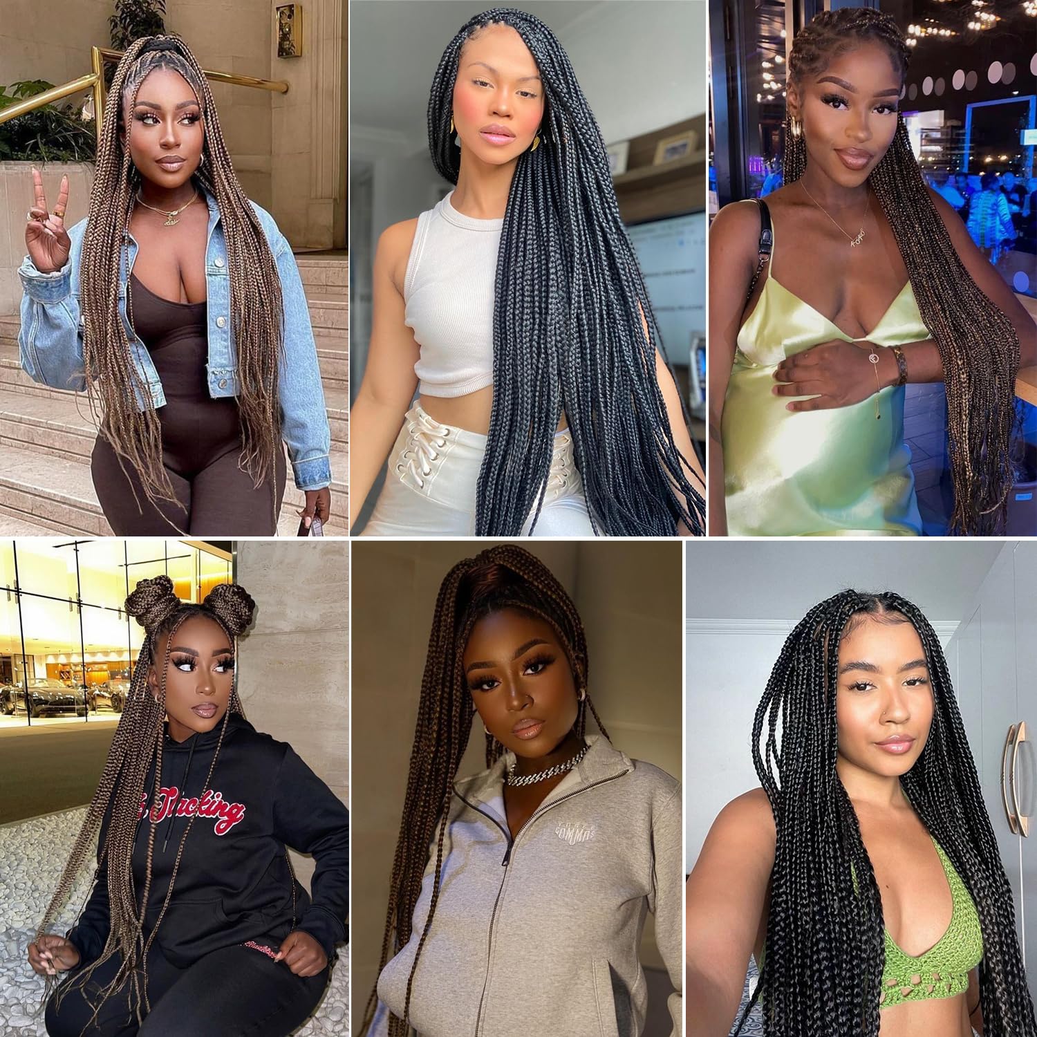 ANNISOUL 36inches Braided Box Wigs for Black Women Full double Lace Front Box Braided Cornrow Twist Wigs with Baby Hair Synthetic Lightweight Box Braid Wig