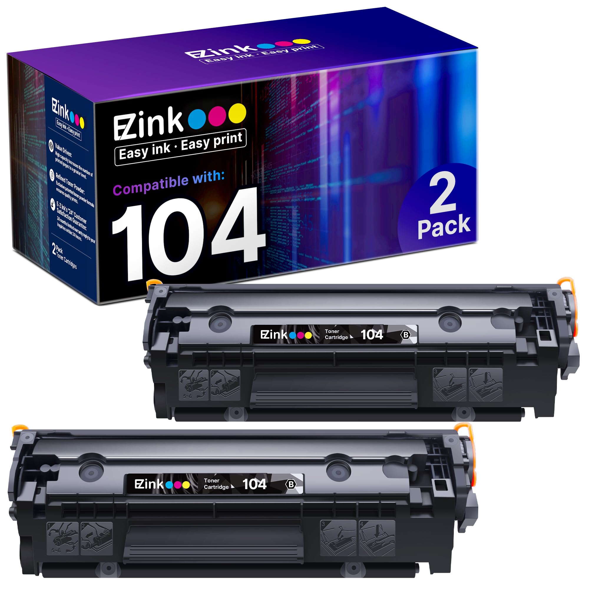 Compatible Toner Cartridge Replacement for Canon 104 Black Toner Cartridge CRG104 CRG-104 to use with ImageClass D420 D480 MF4350d MF4150 MF4270 MF4370 MF4690 FAXPHONE L90 L120 (2 Pack)