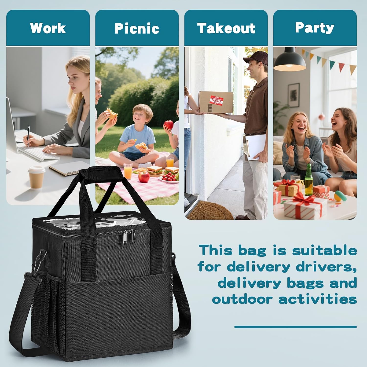 Grekos Reusable Coffee Cup Carrier, 4 Cup Portable Tote Bag Drink Holder with Delivery Shoulder Strap & Adjustable Dividers, Insulated Waterproof, Foldable Coffee Cup Holder for Hot & Cold Drinks - Image 5