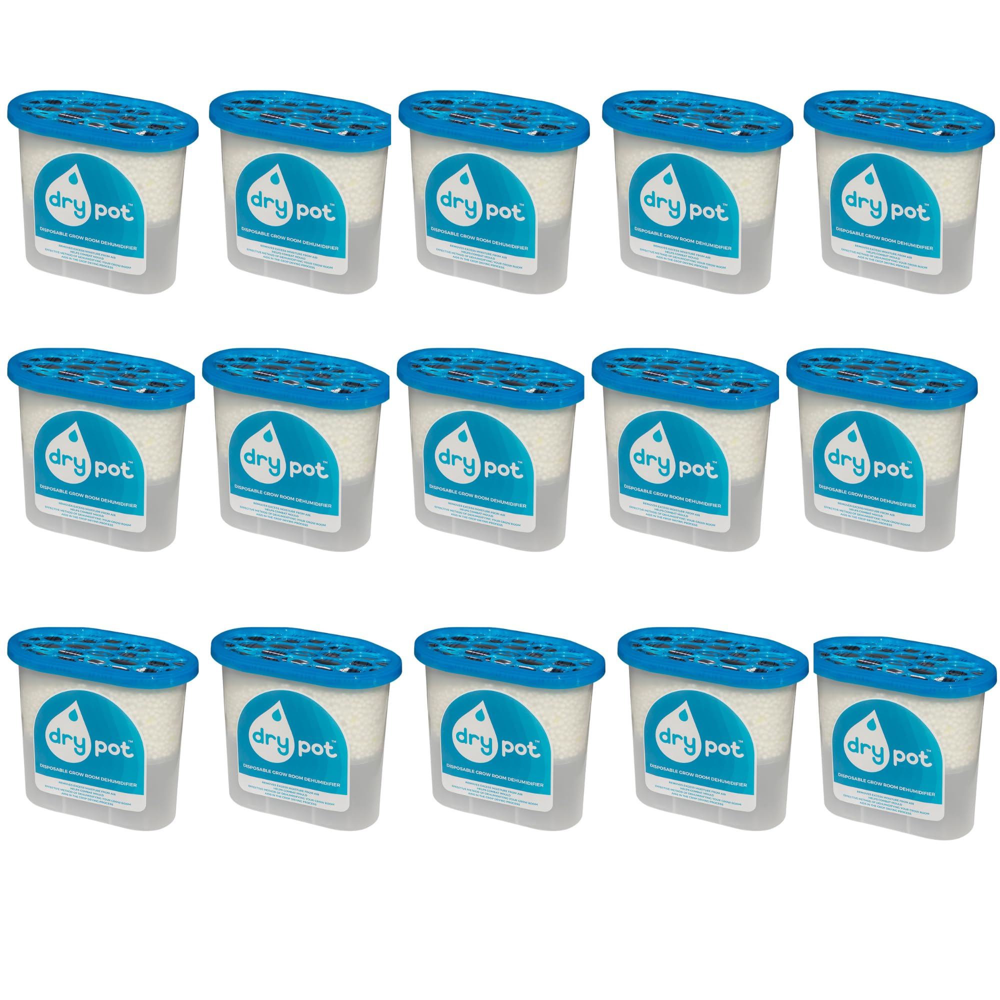 Dry Pot 800ml Portable Disposable Dehumidifier – Moisture Absorber for Grow Tents, Wardrobes, Bathrooms, Cars & Small Spaces – Prevents Damp, Condensation & Mould (15 Pot)