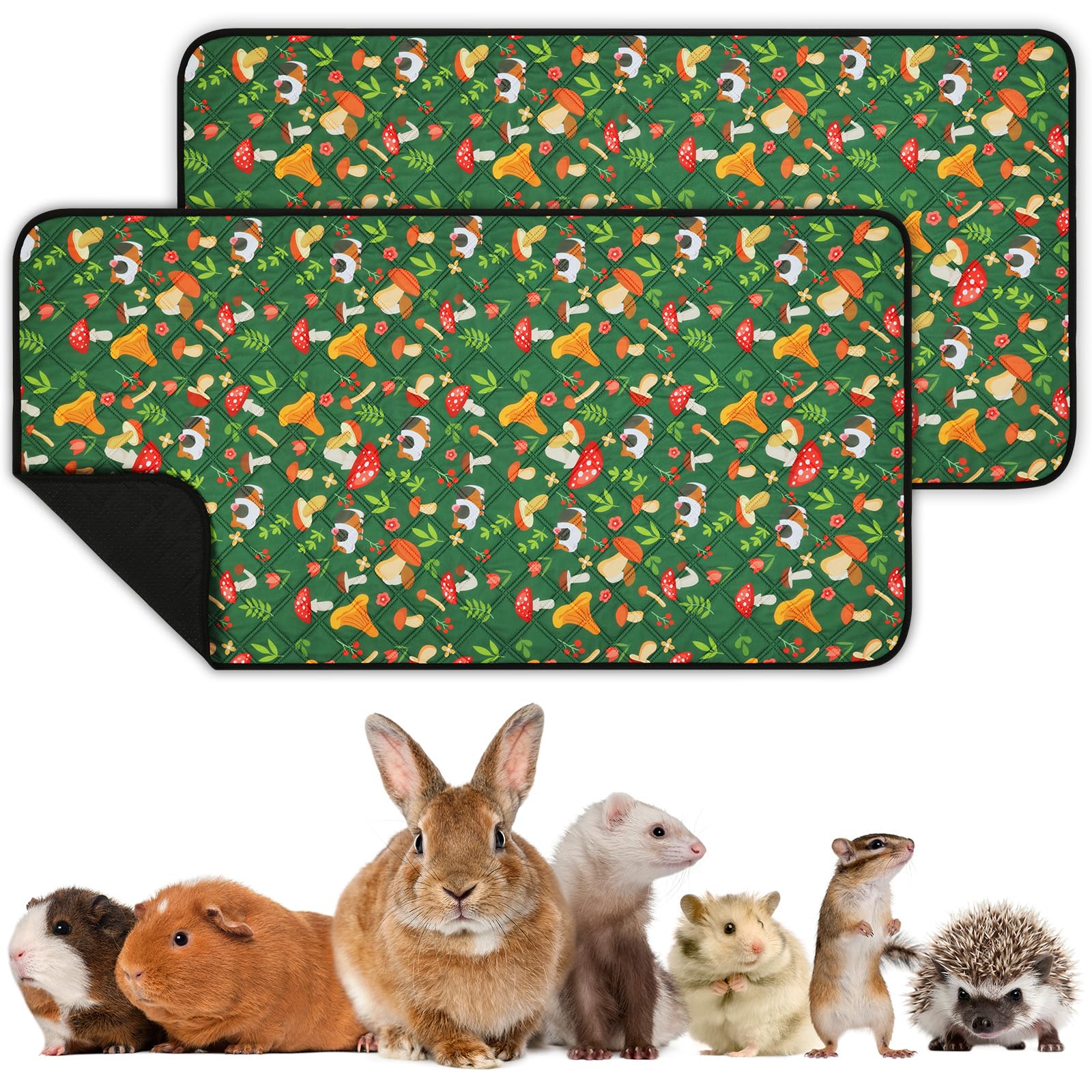 AUYAO 2PCS Tapis pour Cage de Cochons d'Inde 70x140cm Absorbant Lavable Réutilisable Anti-Fuites Fond Antidérapant