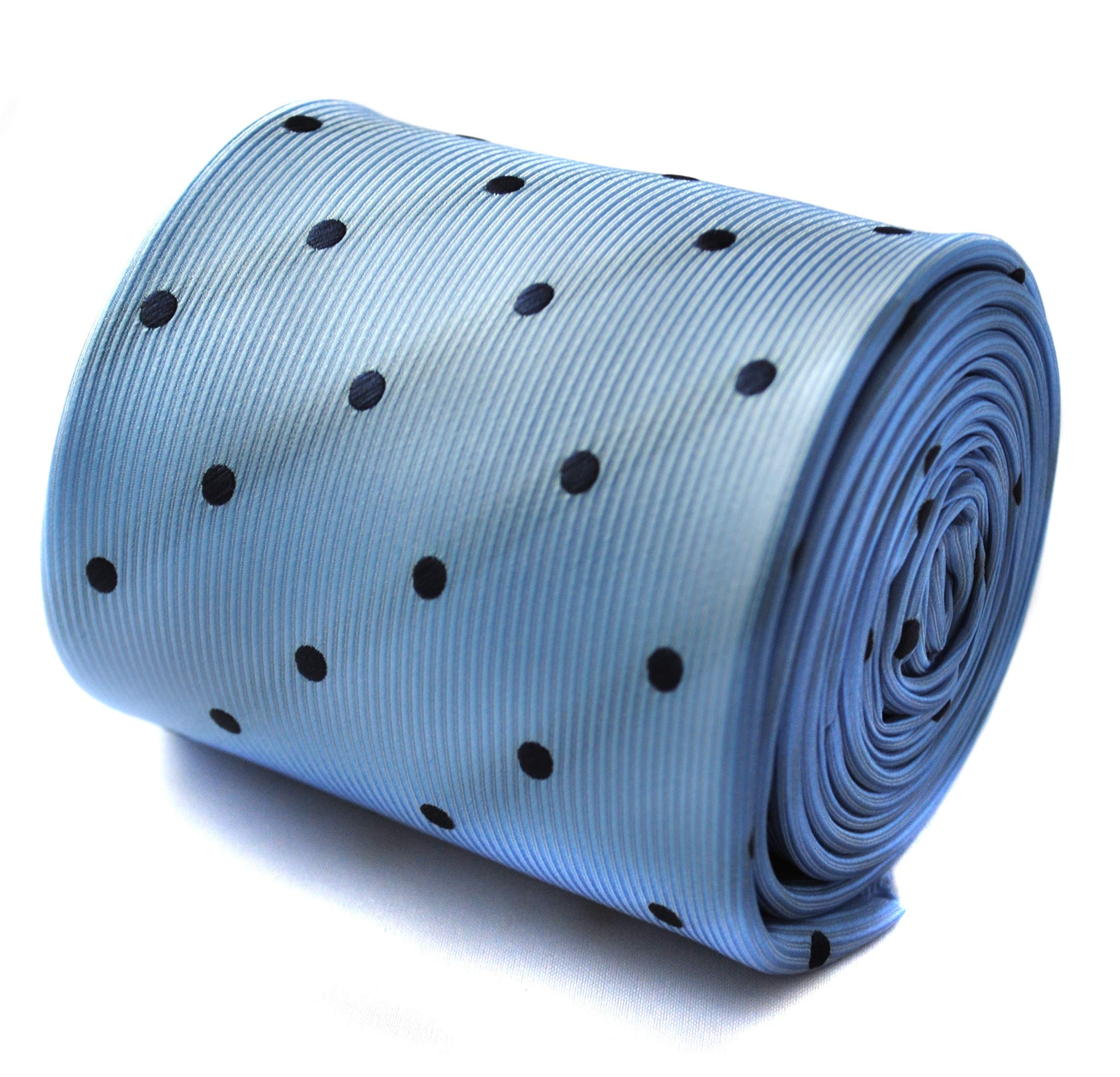 Frederick Thomas Men's Lilac Light Blue Tie With Black Spotted Design, Classic 8Cm Width Necktie Ideal For Workwear, Weddings, Events, Office Style And Secret Santa