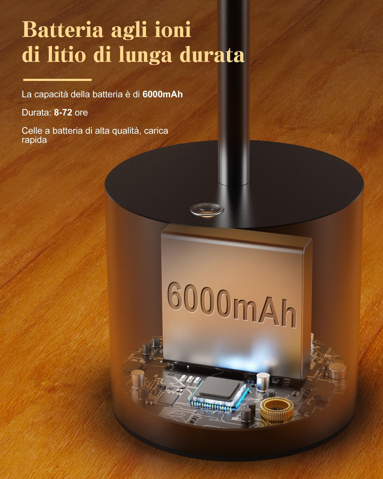Tischleuchte Kabellos LED 6000 mAh Akku Dimmbar für Außen Innen, 2 Schwarz | 12h touch wasserdicht für outdoor terrasse restaurant led tischlampe akku usb aufladbar dimmbar