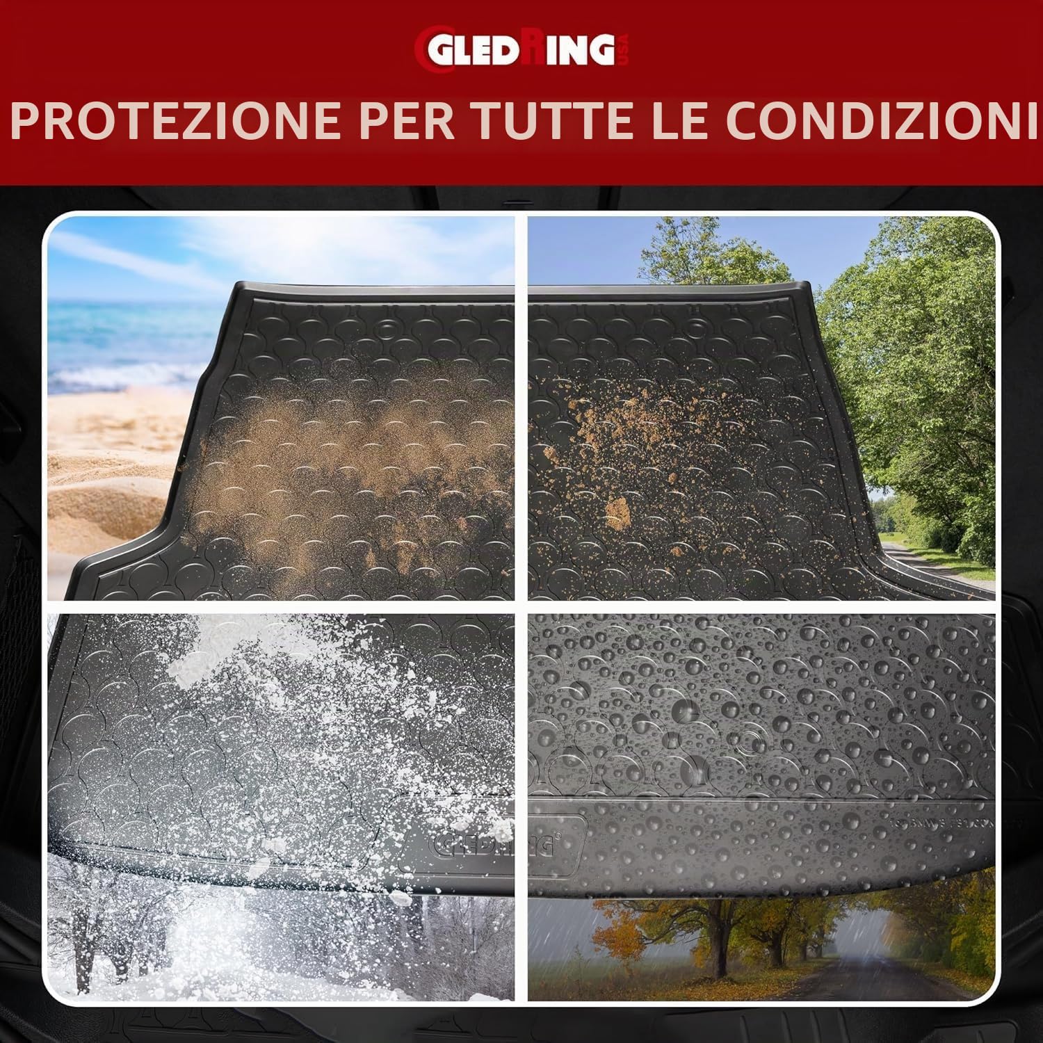 Gledring Tappeto Bagagliaio in Rubbasol (Gomma) Compatibile con BMW X1 (U11) Diesel 2022- (Piano di carico Alto, con sedili Posteriori fissi)
