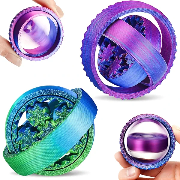2-Pack 3D Printed Spinners Fidget Toys Adults - Stress Relief Toys for ADHD, Anxiety & Sensory Needs | Quiet Office Desk Toy & Party Favors - Birthday Goodie Bag Fillers Halloween Party Favors
