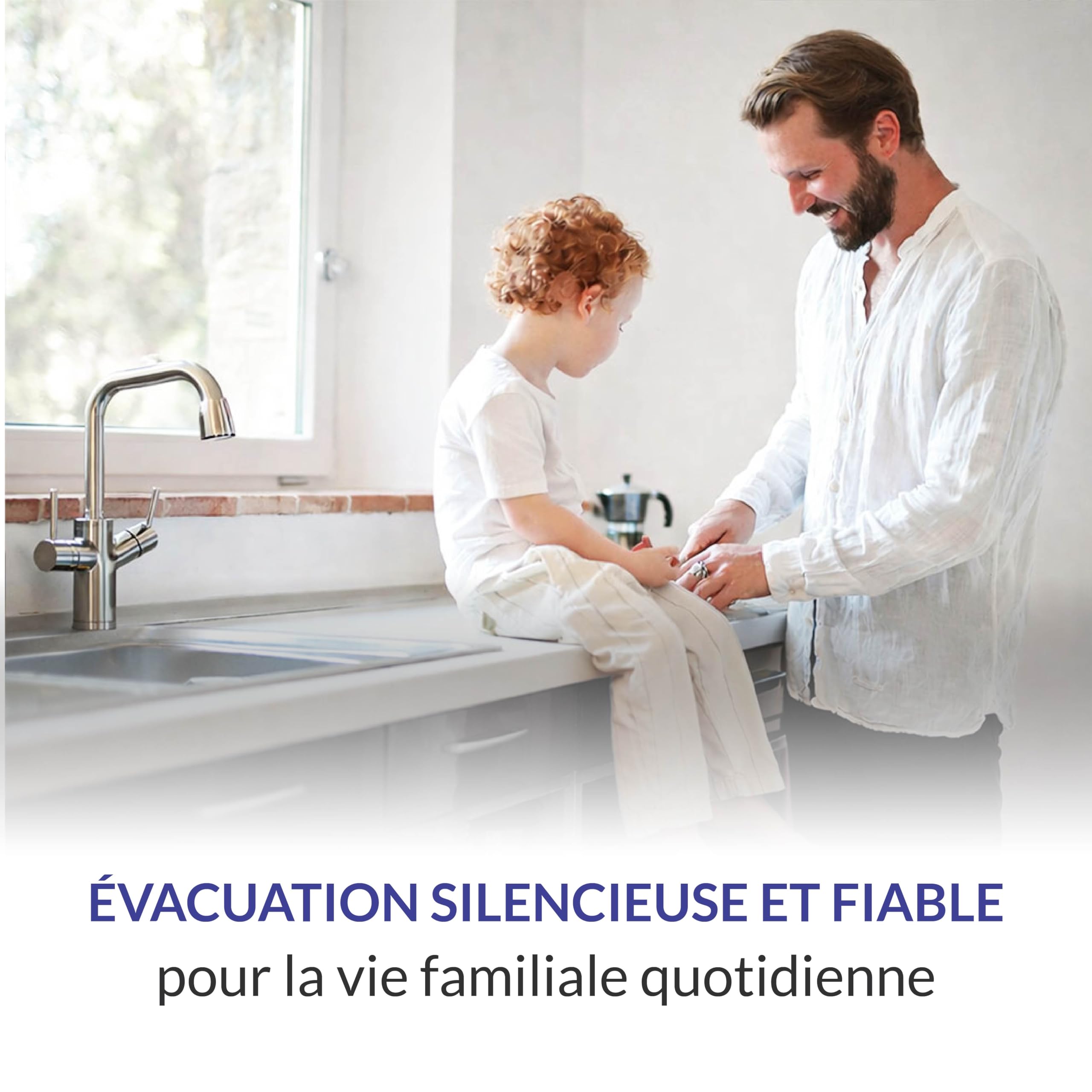 Aquamatix station de relevage compacte 600 W avec broyeur, pompe pour eaux usées jusqu’à 10 m de hauteur de refoulement, avec 3 entrées, pour WC, douche et lavabo