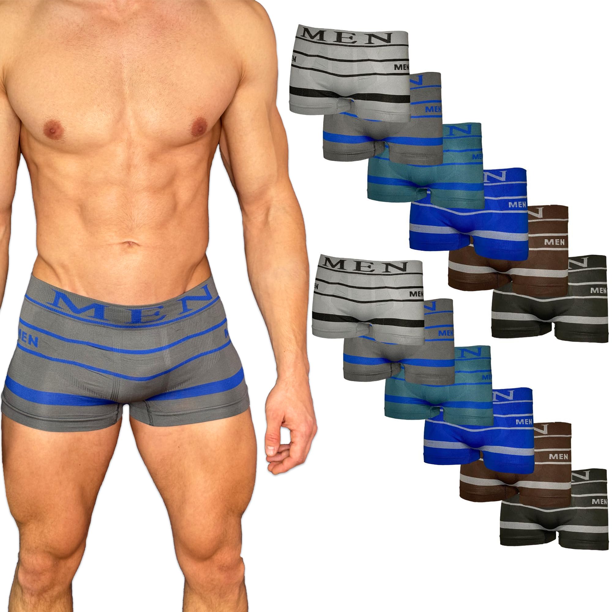 E&S International ShopAll-In-One Boxer Shorts for Men - Set of 12 Universal Size S-XL - Moisture Wicking Underwear for Men - Breathable, Cosy & Soft Fit