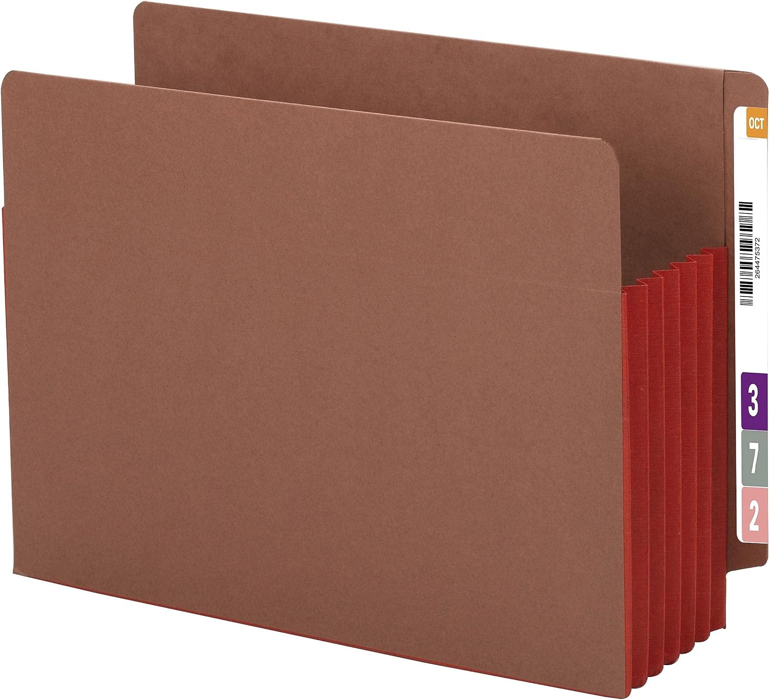 Smead End Tab File Pocket, Reinforced Straight-Cut Tab, 5-1/4" Expansion, Extra Wide Letter Size, Redrope with Red Gusset, 10 per Box (73696)