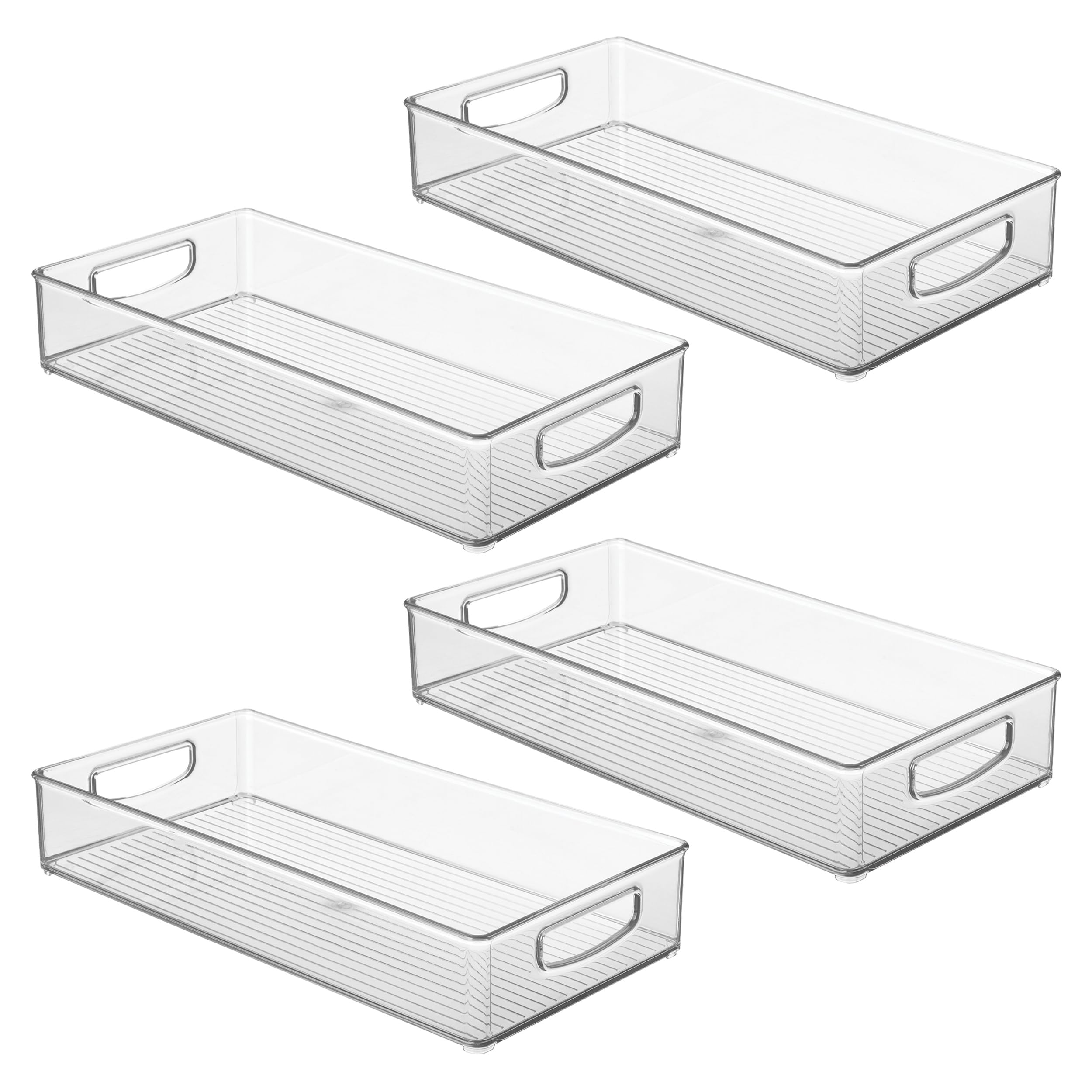InterDesign iDesign - Contenedores apilables de plástico para despensa con asas, contenedores de almacenamiento para organizar la cocina, juego de 4, transparentes | Contenedores de almacenamiento para gabinete, para cocina