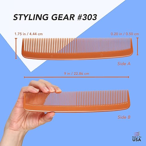 Miniatura 2 de Styling Gear Peine de dientes anchos #303 para desenredar el cabello, para mujeres, hombres, estilistas, peine, peines de dientes anchos, peines