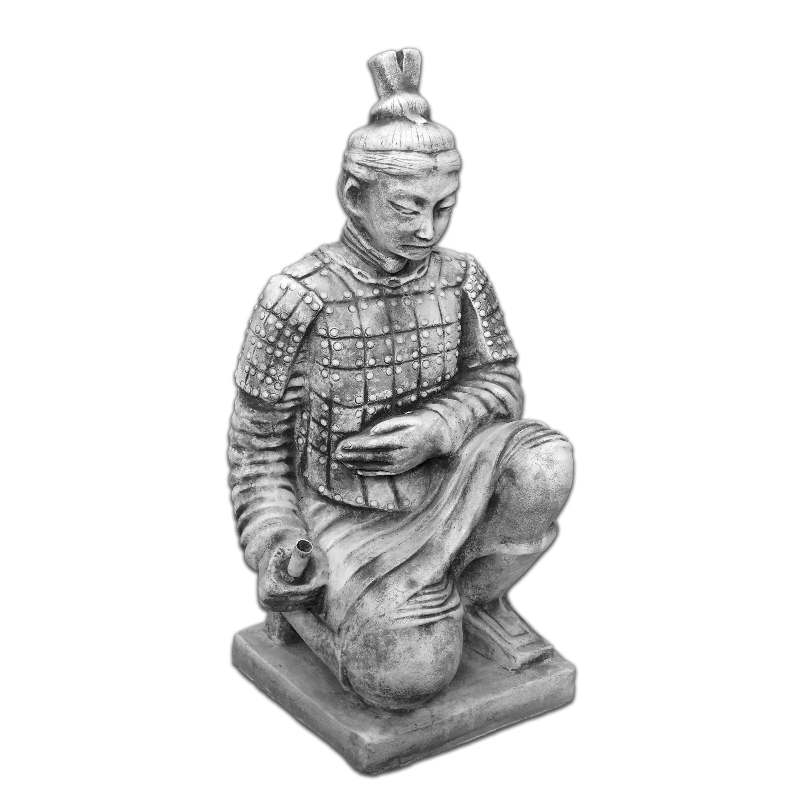 gartendekoparadies.de Statue de guerrier chinois en terre cuite - Figurine en pierre - Hauteur 78 cm - 60 kg - Gris - Résistant au gel - Pour l'extérieur