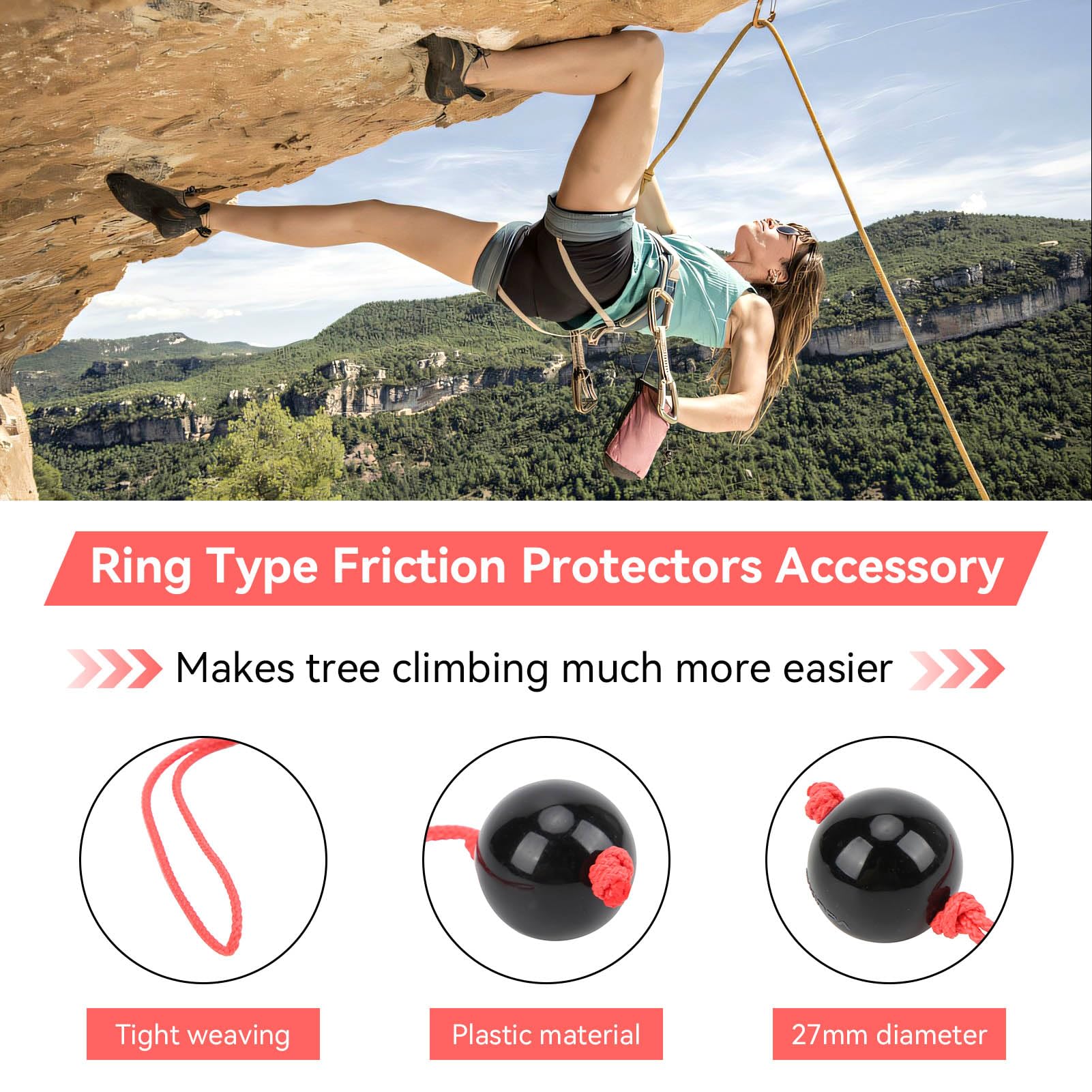 HERCHR Climbing Ball, Tree Climbing Ball Friction Saver Ball Rope Climbing Arborist Retriever Friction Protector with Guiding Rope