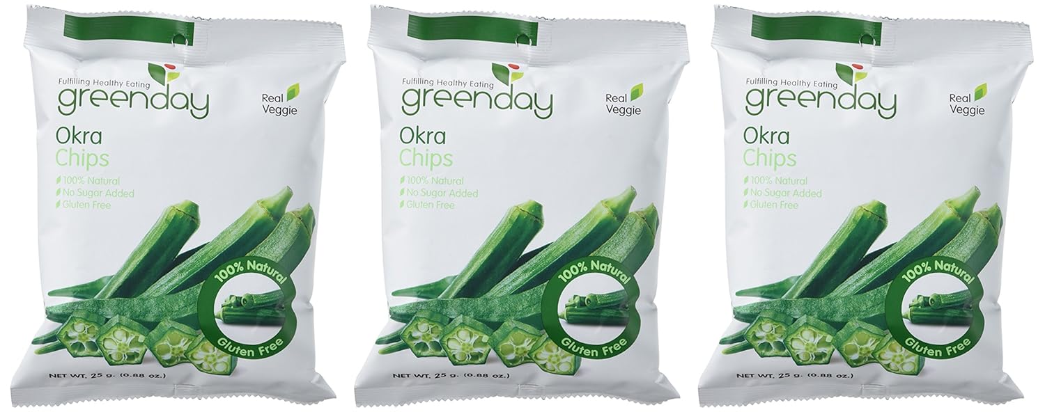 Green Day Real Vegetable Net 100% Natural Okra Chips Snack, 25 Gram (Pack of 3)