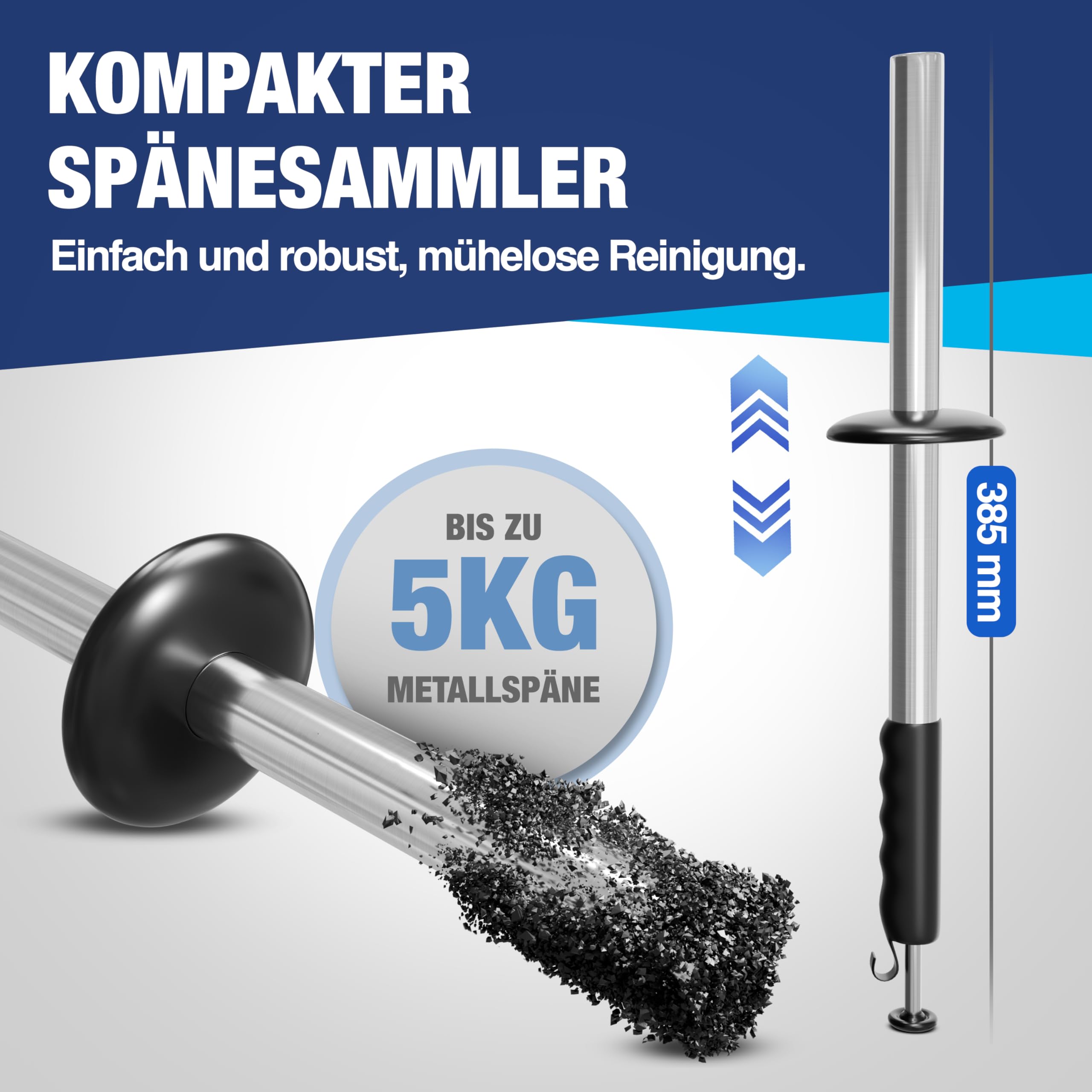Barra magnetica NTG per trucioli, con capacità di 5 kg, lunghezza 385 mm Raccoglitore magnetico per trucioli Utensile di raccolta per trucioli metallici e trucioli di piallatura Per trucioli metallici
