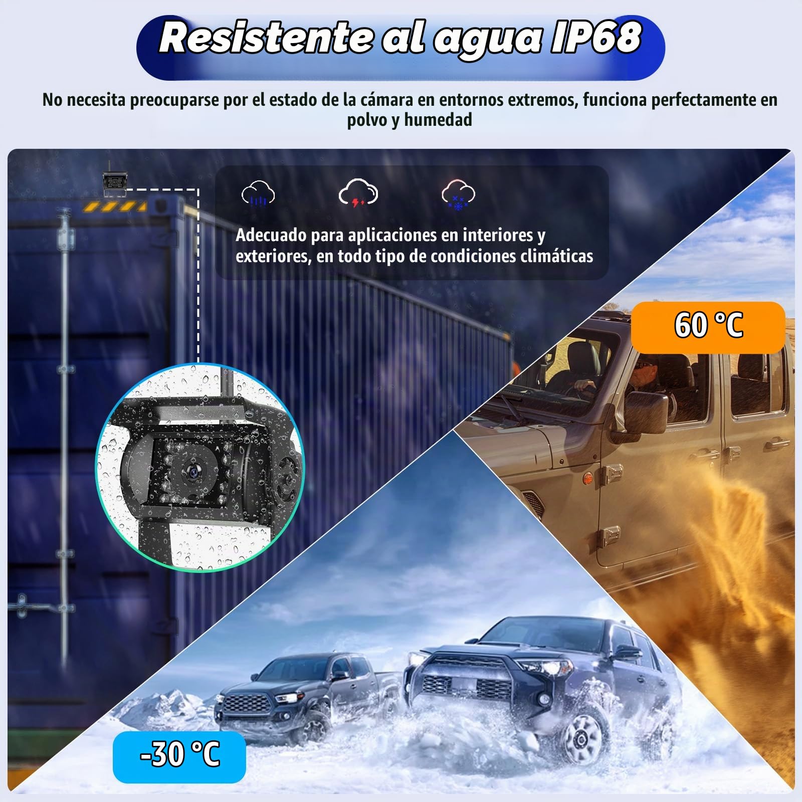 OiLiehu Digital Inalámbrica Cámara Visión Trasera, 1080P AHD Cámara Visión Trasera con Advertencia Punto Ciego,Cámara Visión Nocturna por Infrarrojos IP68,Cámara Marcha Atrás Inalámbrica con 7"monitor