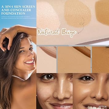 Foundation Stick - Foundation SPF 50+ Full Coverage Concealer, Suncreen, Face Foundations In One - Long-Lasting, Smooth, Convenient Makeup Stick - Natural Beige