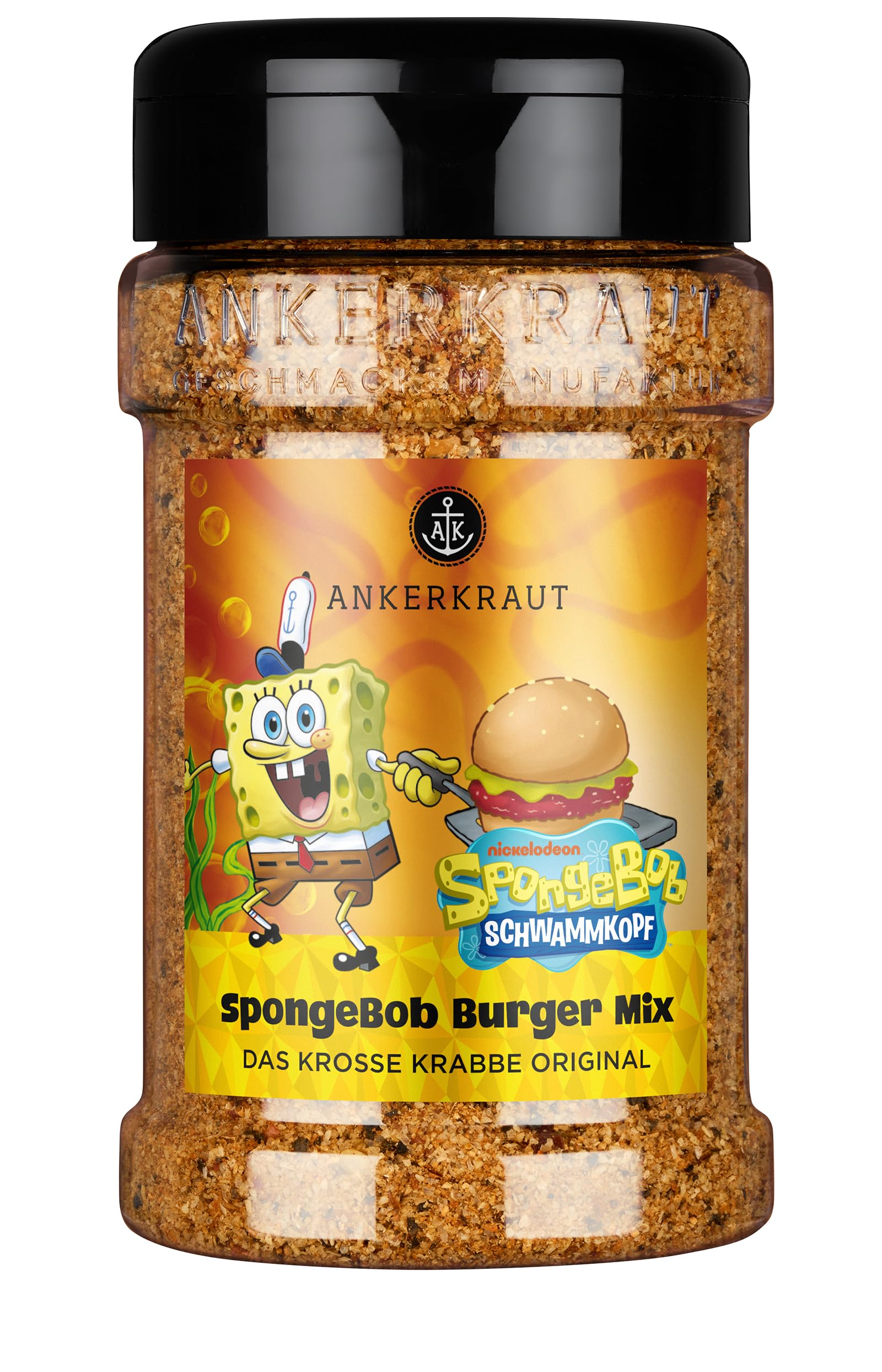 Ankerkraut Spongebob Burger Mix, Schwammkopf Burger Edition, Nickelodeon Kooperation, Hamburger und Cheeseburger Buletten würzen, 230 g im Streuer
