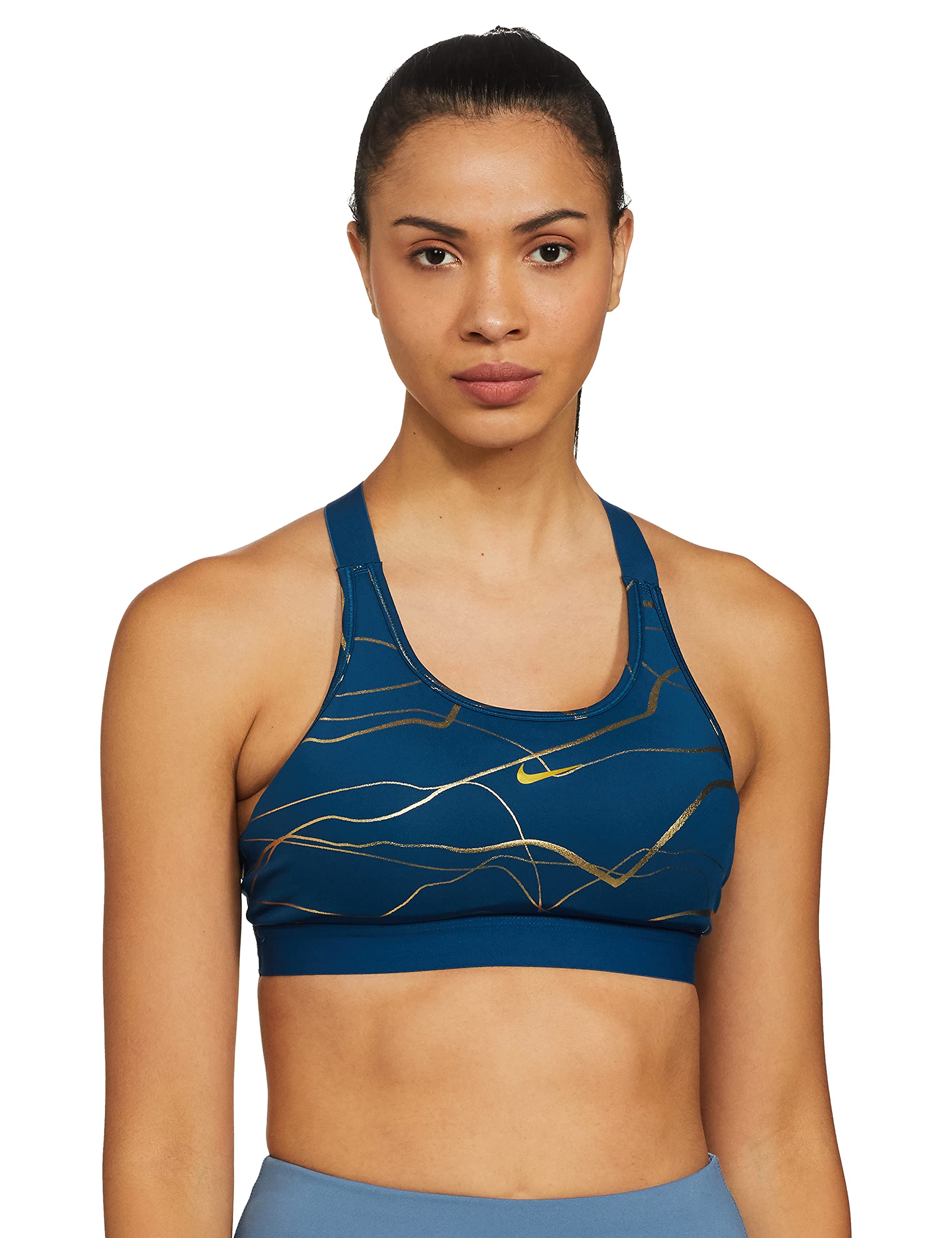 Nike Women's Polyester As W Nk Swsh Bd Icnclsh M AOP Bra Sports Bra