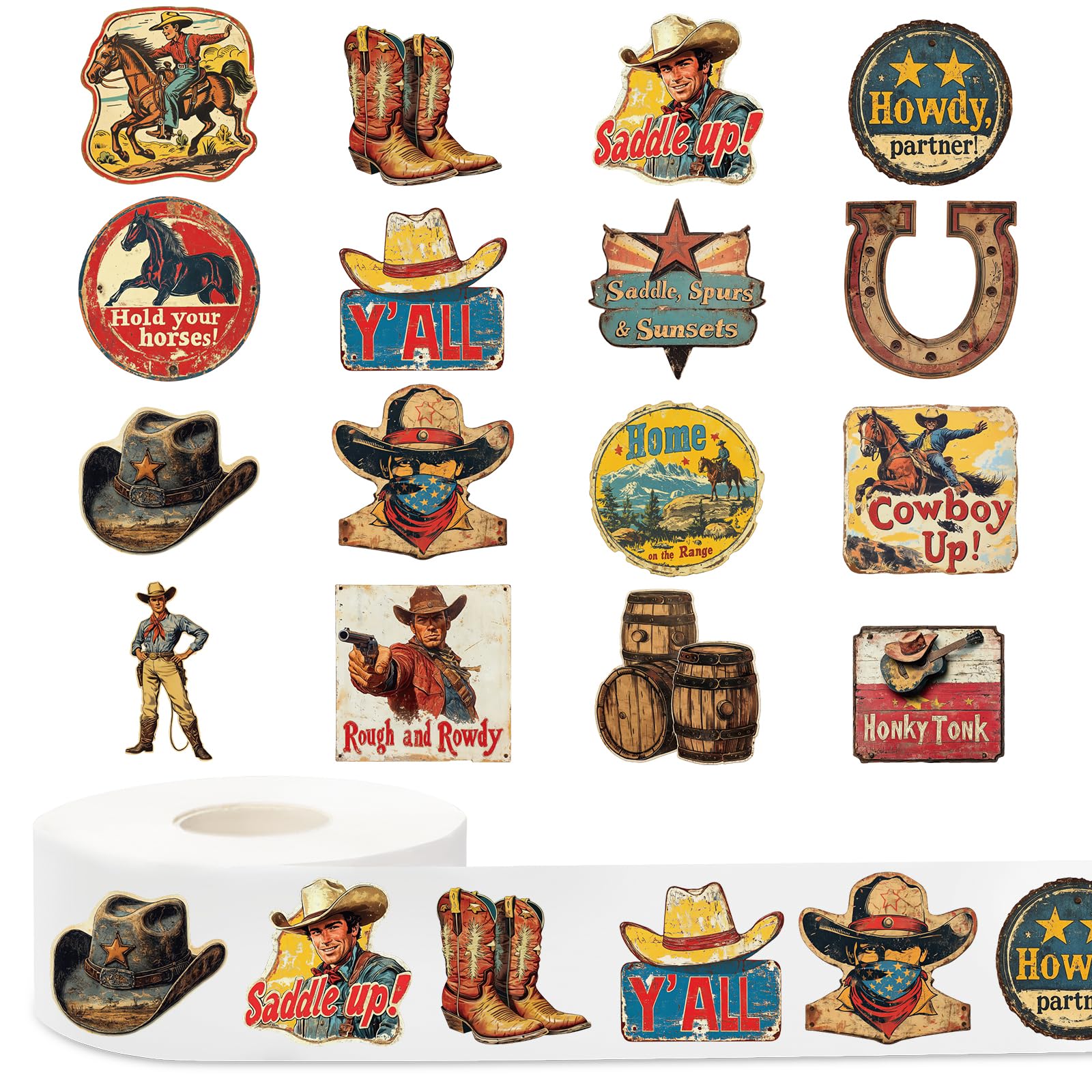 Thème occidental vintage avec ces 1000 stickers de cowboy pour un anniversaire immersif