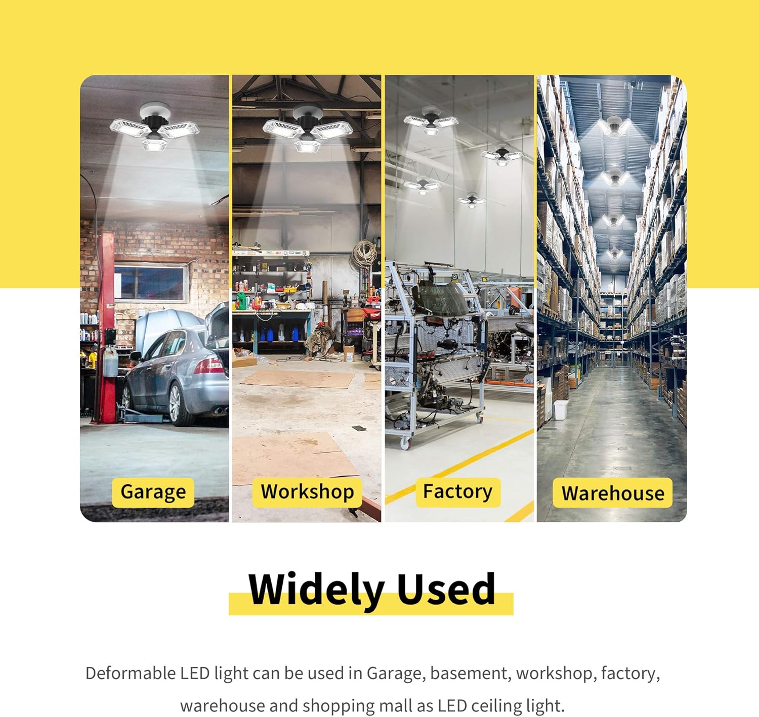 Bеѕt Dеаl GenuBest Adjustable LED Light 2-Pack by DFWin, 60W LED Garage Light, E26 3-Panel Garage Ceiling Light, LED Shop Light, Light Bulb for Garage Working Light, Attic & Basement LED Light