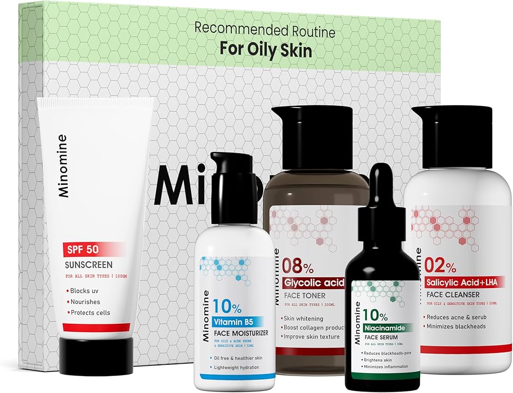 Minomine Oily Skin Gamechangers Skincare Routine Kit for Unisex ...