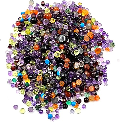 Miniatura 4 de 100 piedras preciosas sueltas de cabujón mixto de 0.079 a 0.197 pulgadas, piedras semicirculares redondas de tamaño mixto para hacer joyas, mezcla