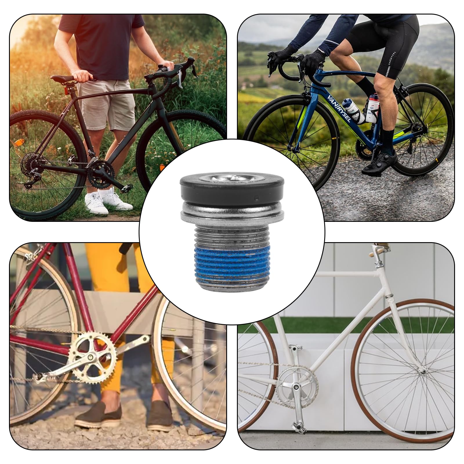 LPZMPZ Viti a Manovella M15 Dado Bullone di Fissaggio Pignone Pedale con Anello da Tenuta Viti Braccio Pedivella Guarnitura Bulloni per Mozzo MTB BMX Bici Telai di Biciclette