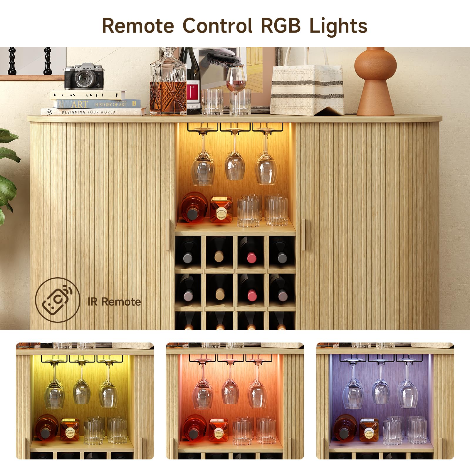 Amazon.co.jp: ONBRILL 55インチ ワインバーキャビネット LEDライト