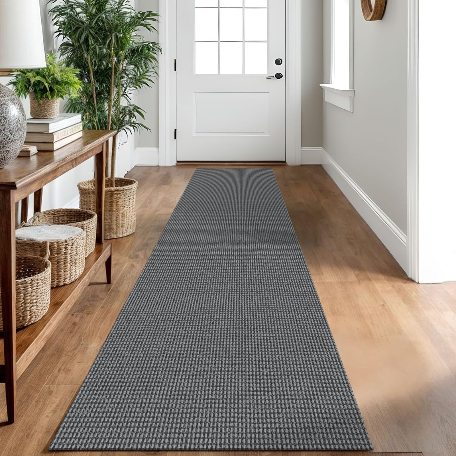 IOHOUZE Washable Runner Rug 2x10 Non Slip Rubber Backed Long Hallway Runner Entryway Runner Indoor, Kitchen Rugs Woven Cotton Floor Carpet for Hall