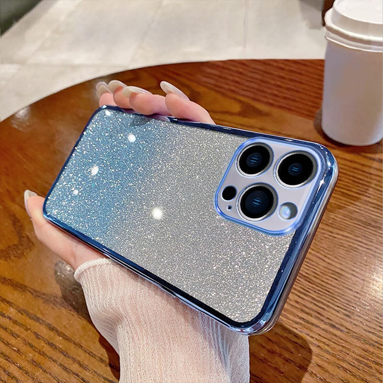 Compatible with Realme V11 Case,Transparent Glitter Sparkle Bumper Shockproof TPU Cover for Women Girls Bling Protective Phone Case-Blue