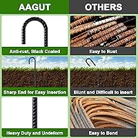 Vista 3 de AAGUT Estacas de barra de refuerzo de 24 pulgadas con gancho en J resistente, paquete de 20 estacas de tienda de campaña extra largas de 1/2 pulgada