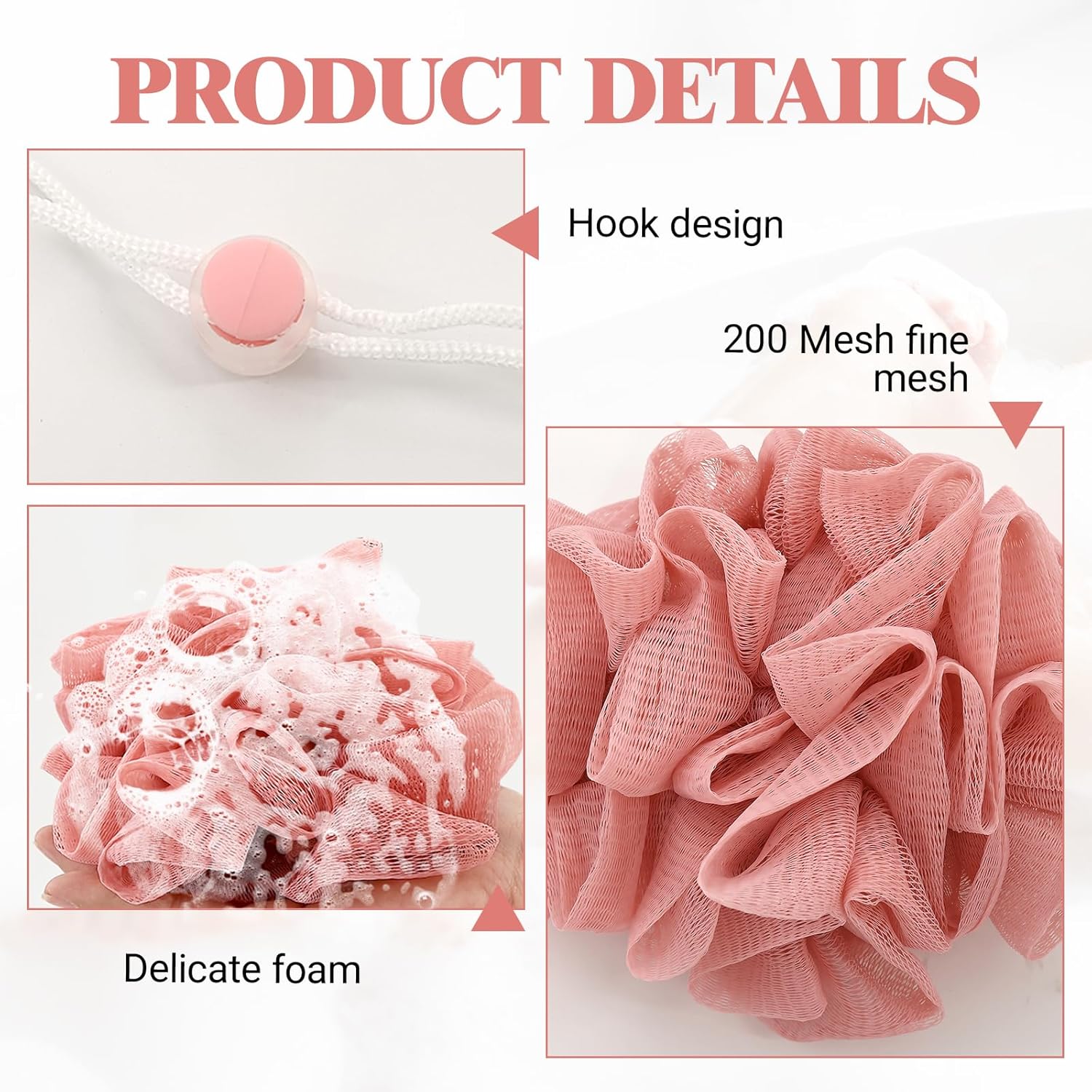 3 PCS Soap Bar Loofah,2 in 1 Bar Soap Loofah Pouch,Can Hold Soap,Effective Exfoliation,for Bathing (Khaki+ Beige+ Pink) - Image 4