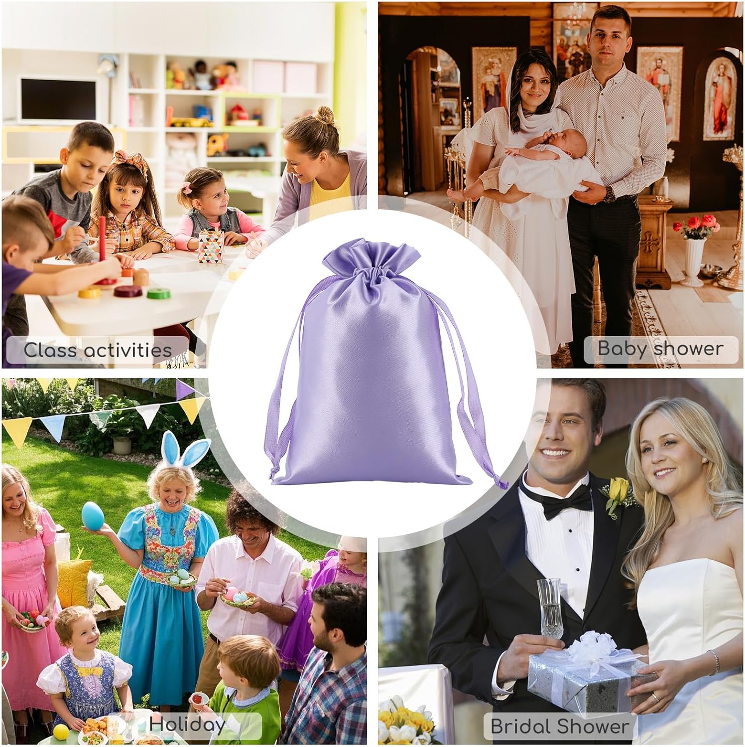 Purple Satin Bags with Drawstring, 30Pcs 4x6 Small Gift Bags, For Wedding, Birthday, or Halloween Party Favors, Jewelry, Souvenir, Shot Glasses, Bridesmaids - Image 4