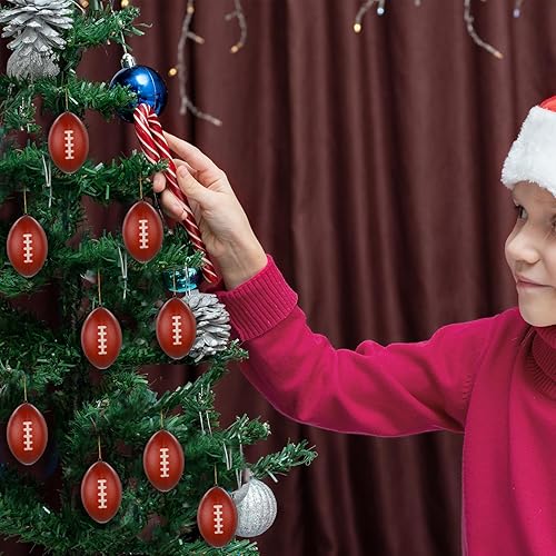 Miniatura 4 de Remuuly 24 adornos de bolas deportivas de Navidad de 2.5 pulgadas, adornos de bola de Navidad de fútbol de poliuretano, adornos decorativos de
