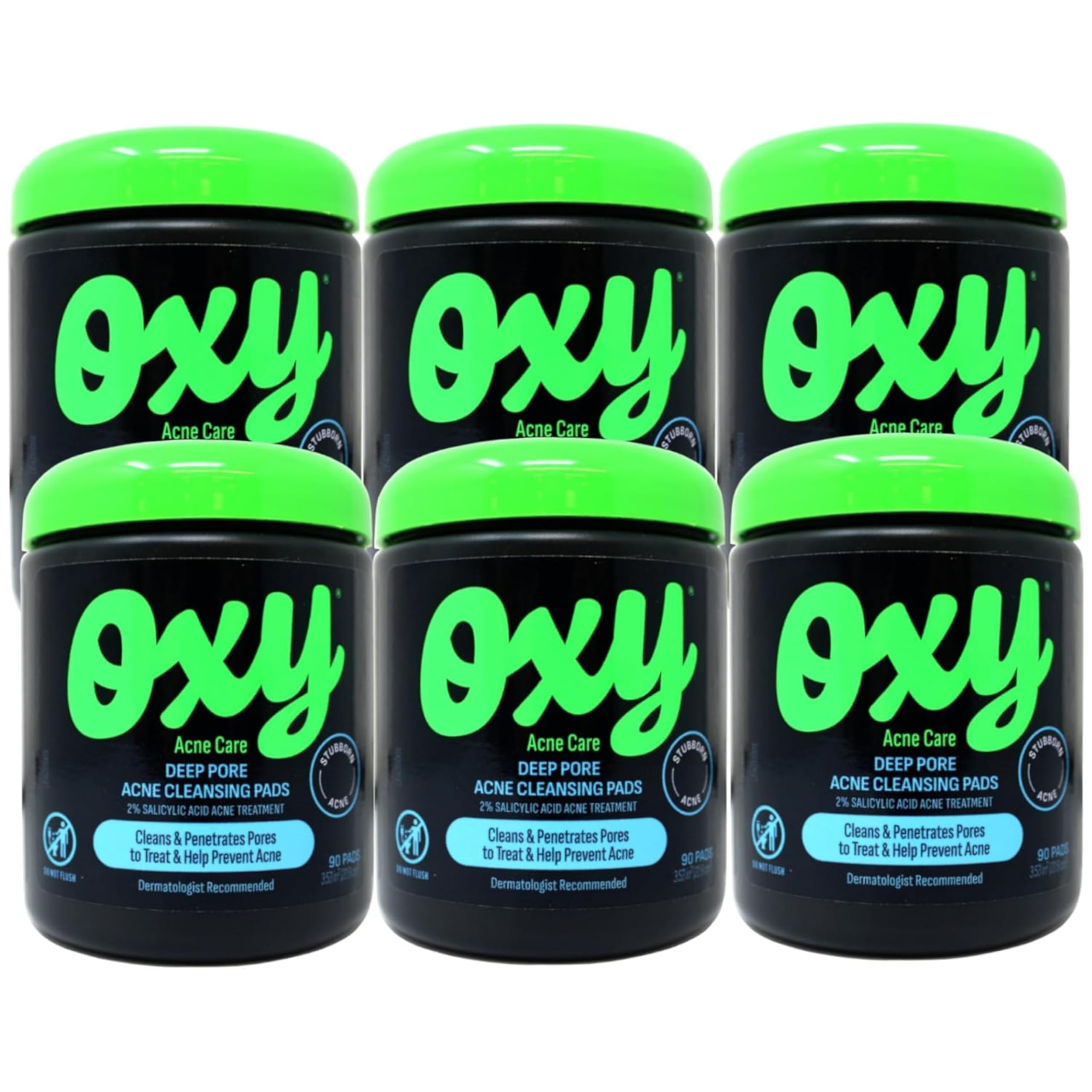 OXY Daily Defense Cleansing Pads 90 Each (Pack of 6)