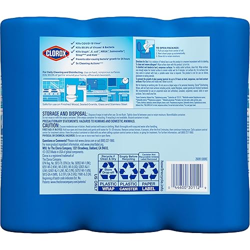 Miniatura 10 de Clorox 30112 - Toallitas desinfectantes, aroma fresco a limón (525 unidades)