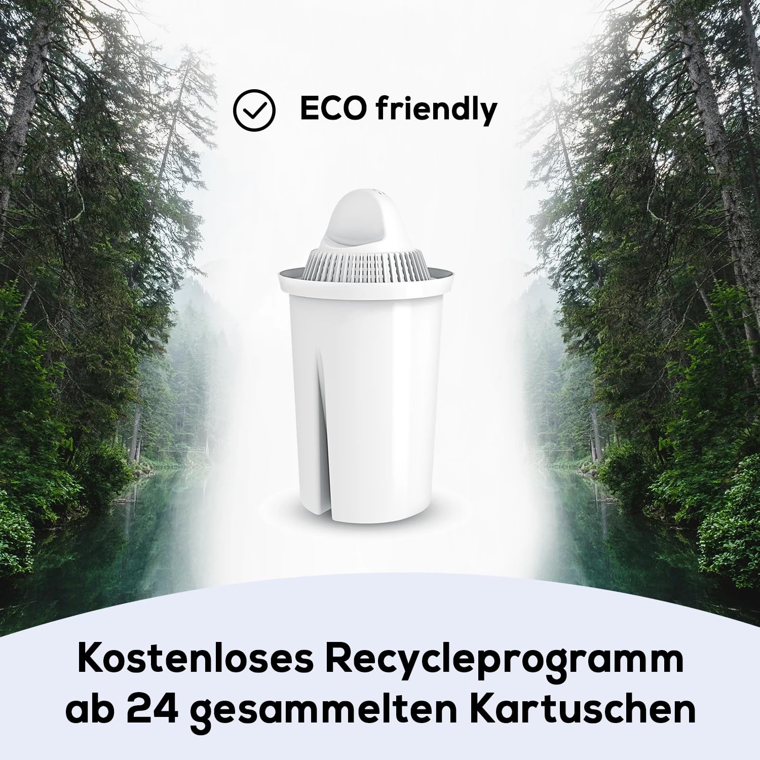 Glas-Wasserfilter (weiß) Glaskanne mit 3 Classic Filterkartuschen – Reduzierung von Kalk & Schwermetall – Schützt Geräte – Besserer Geschmack von Kaffee & Tee – Made in EU