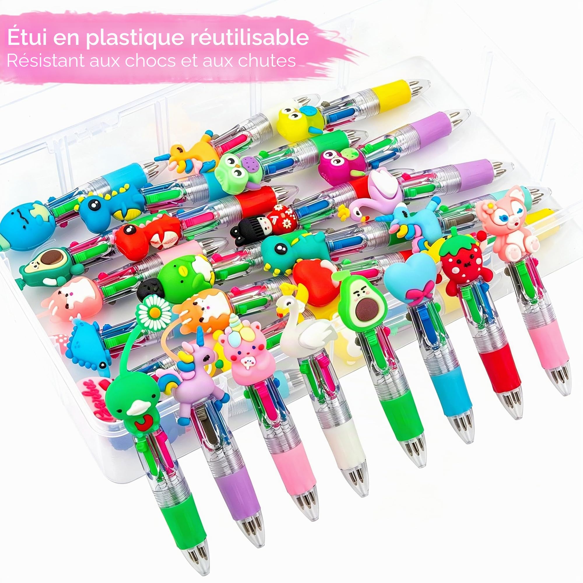leyun Pack de 30 Stylos 4 Couleurs pour Enfants - Idéal pour Pochette Cadeau Anniversaire Enfant & Souvenirs
