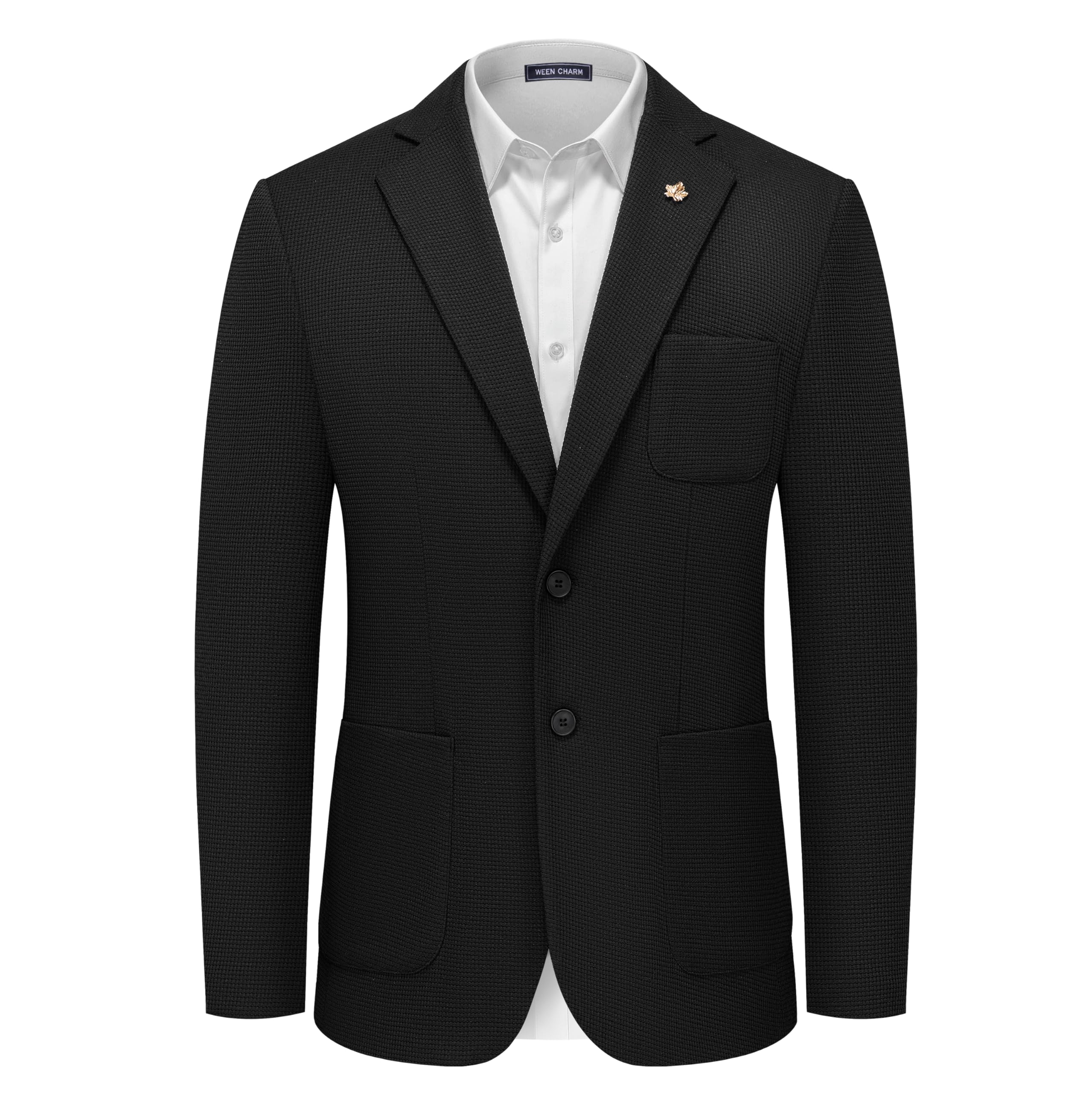 WEEN CHARMMen's Casual Knit Blazer Slim Fit Lightweight Sport Coat Two Button Suit JacketsGlobal Recycled StandardGlobal Recycled StandardGlobal Recycled Standard