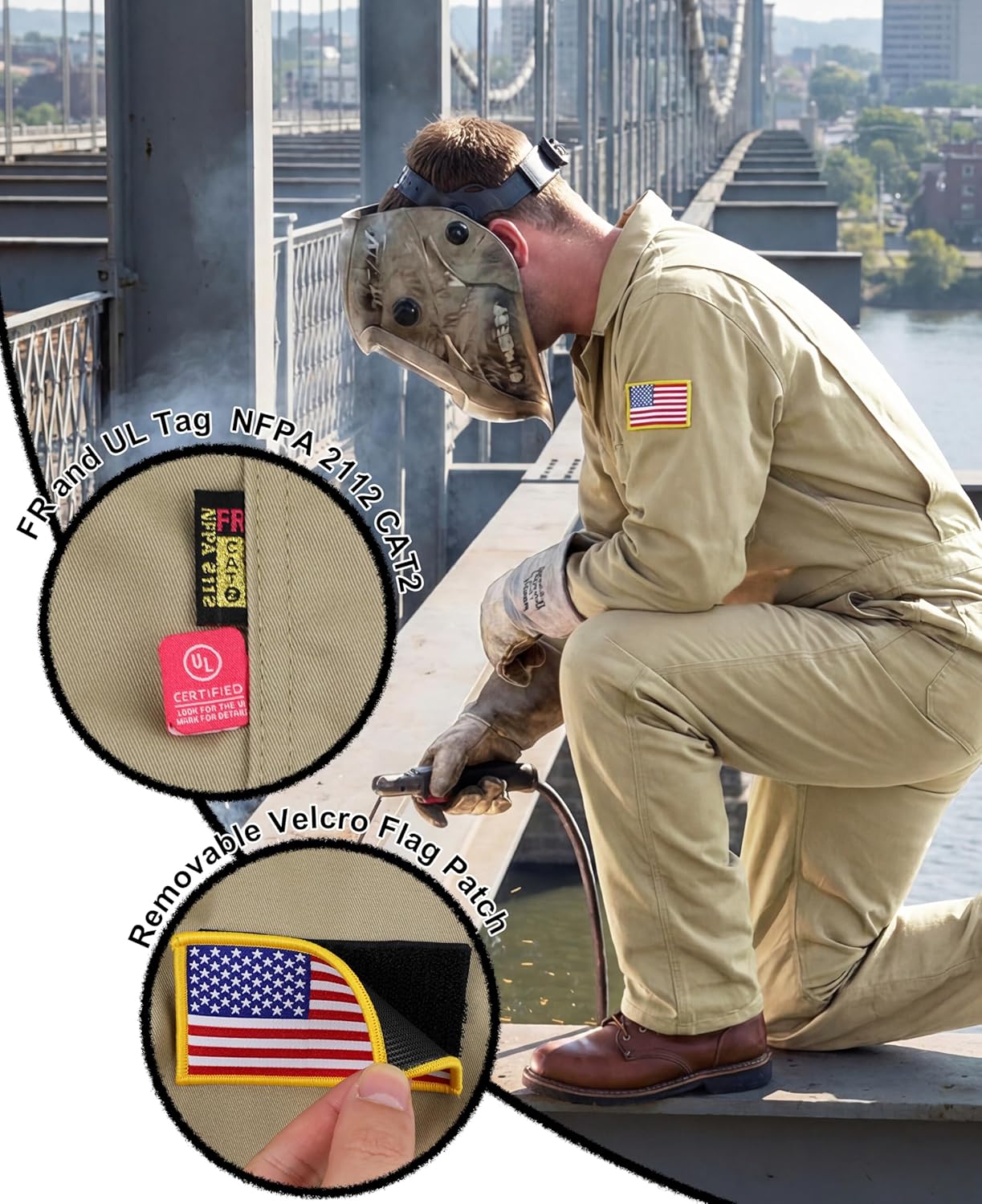 BOCOMAL FR Coveralls Men 7.5oz Cotton Twill Flame Resistant Fire Retardant Work Coverall NFPA 2112 HRC2 - Image 7