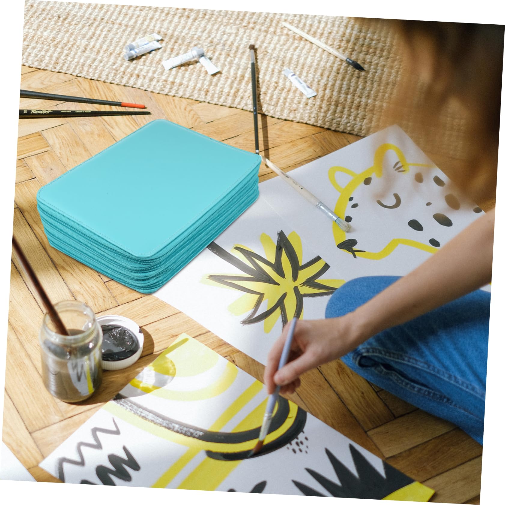 Pochette Porta Matite Per Disegno Astuccio Con Buche Organizer Multiuso Per Matite Colorate e Pennelli Capacità Per Artisti e Scuola