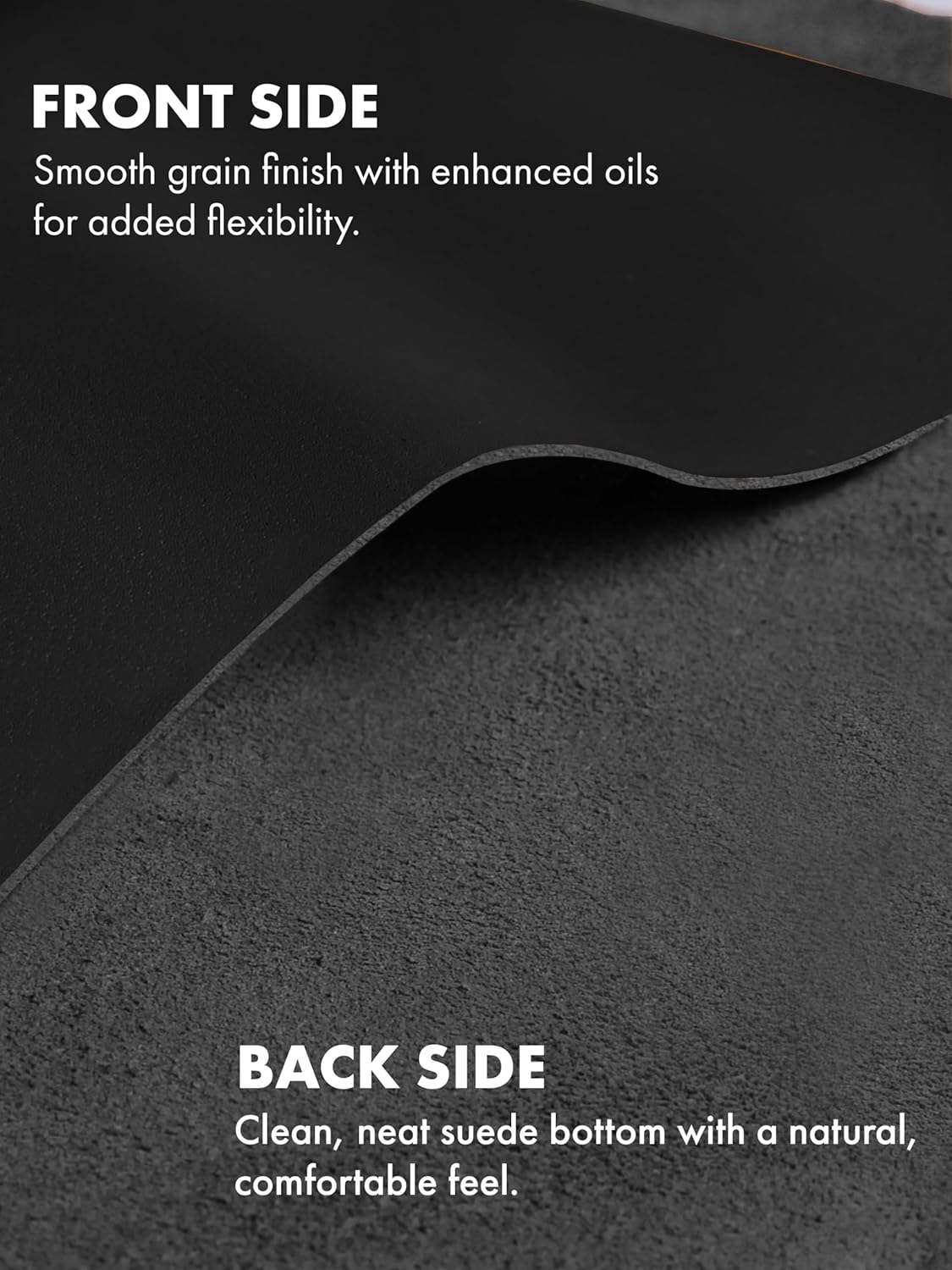 Genuine Leather Sheet for Crafts - Full Grain Crazy Horse Cowhide 1.8-2.0MM Thick Oil-Tanned Leather for Tooling, Leatherworking, Sewing Hobby, Crafting Leather Black 24"x12"