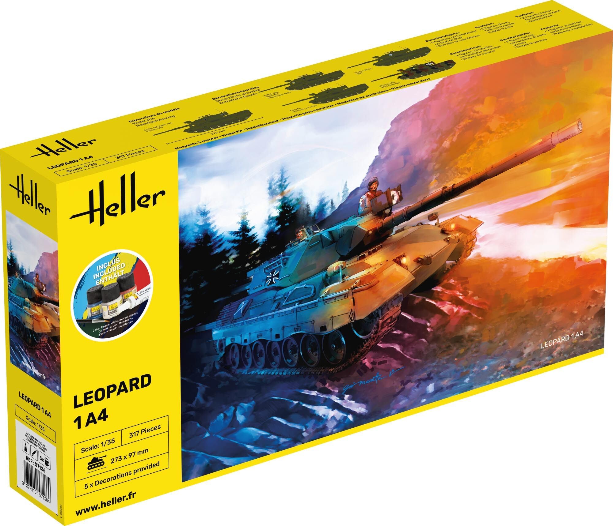 Maquette char Leopard 1A4 Heller Joustra Starter Kit modélisme militaire plastique - 6